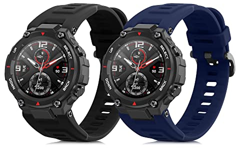 kwmobile 2X Sportarmband kompatibel mit Huami Amazfit T-Rex/T-Rex Pro Armband - Fitnesstracker Band Set aus TPU Silikon