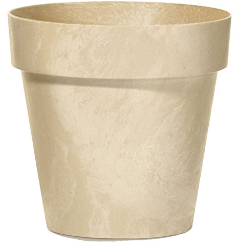Maceta CUBE BETON EFFECT 12L., dimensiones (mm) 300x300x266, color Crema