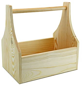 Werkzeugkiste aus Holz Natur mit Tragegriff XL 40x25x38cm - Hausmeisterkiste Tragekiste Kiste