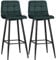 HOMCOM Lot de 2 tabourets de Bar Design Surface en Velours capitonné et Pieds en Acier avec Repose-Pied Hauteur 105 cm - Vert foncé
