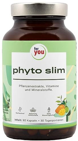 for you phyto slim 90 Kapseln - Hohe Bioverfügbarkeit - Mit hochwertigen Pflanzenstoffen: Garcinia cambogia, Buchweizenkeimpulver, Mango-Extrakt, Grüntee-Extrakt, grüner Kaffeebohnen-Extrakt