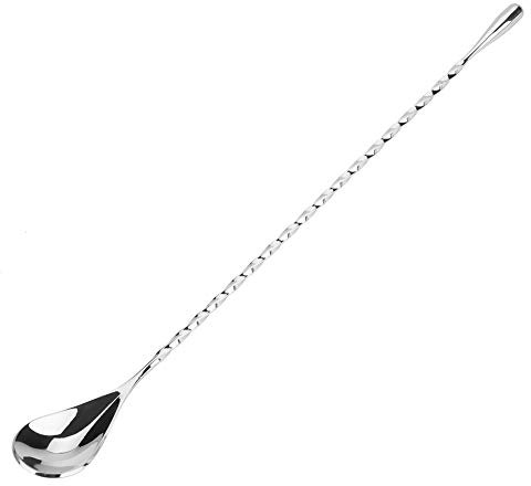 Hapivida Cucchiaio per Mescolare Cocktail, Cucchiaio da Bar in Acciaio Inossidabile da 12 Pollici Cucchiaio da Cocktail per Agitatori per Bevande con Manico Lungo(Round Tail-d'Argento)