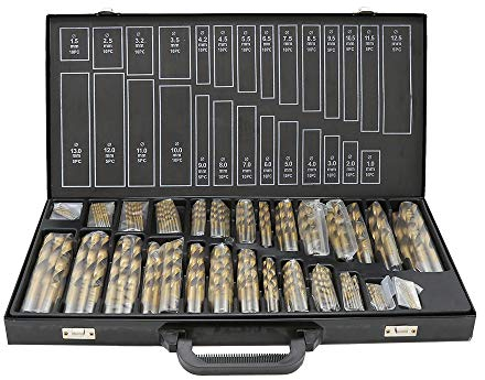 Daromigo Metallbohrer Set 230tlg, Ø 1-13mm Spiralbohrer Satz Titan beschichtet Stahlbohrer HSS Spiral-Bohrer Holzbohrer Bohrerkassette Bohrersets für Metall, Holz, Kunststoff, Ziegel und Beton