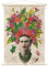 Bilderwelten Wandteppich Frida Kahlo - Blumenportrait rot Kunst Holzstäbe Wandbehang XXL 165x110 cm Wandtuch Wandbild Tapisserie Wohnzimmer