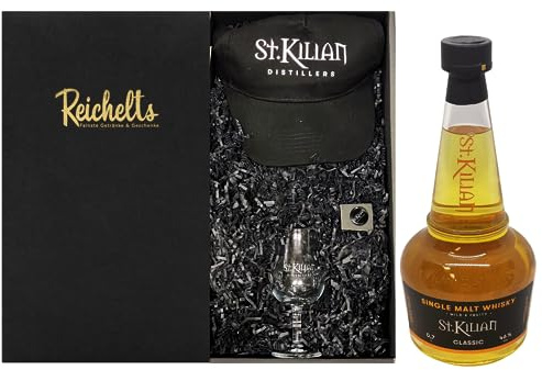 St. Kilian Single Malt Whisky Classic Mild & Fruity 0,7 l 46% + 1 x St. Kilian Tasting Glas + 1 x St. Kilian Cap + 1 x St. Kilian Button als Geschenkset in Präsentbox by Reichelts