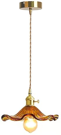 EKSED Glas-Pendelleuchte, Messing, goldene Fassung mit Schalter, Hängelampe, Deckenleuchte für Kücheninsel (Amber)