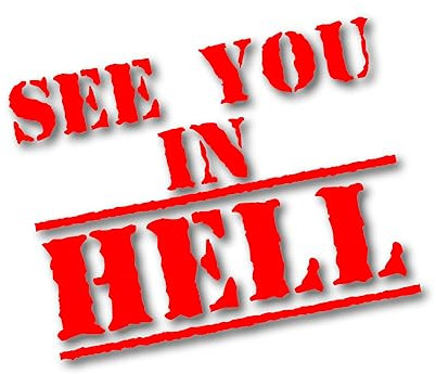 Auto Motorrad Aufkleber - See you in Hell | Biker Bike Decal Sticker Oilslick 666 Satanist Ride or Die Shocker Folie Motorradzubehör Gadget Bikerin DlzG (rot glanz)