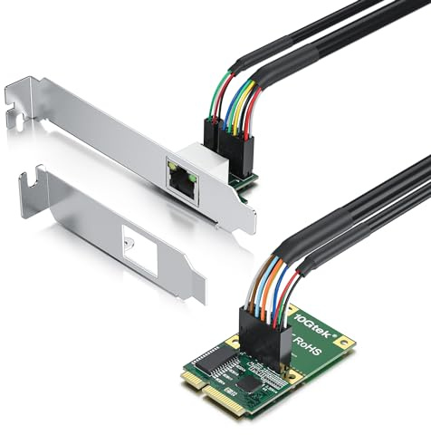10Gtek Mini PCIe 2.5G Ethernet Network Card, longitud de cable de 30 cm, con luz LED, puerto único RJ45, interfaz Mini PICe, no para M.2