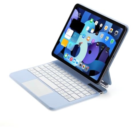 Wokyo Custodia con tastiera galleggiante Magic Touchpad per iPad Air 4a/5a generazione da 10,9 pollici, con trackpad multi-touch, adatta per iPad Pro da 11 pollici (5a/4a/3a generazione), blu
