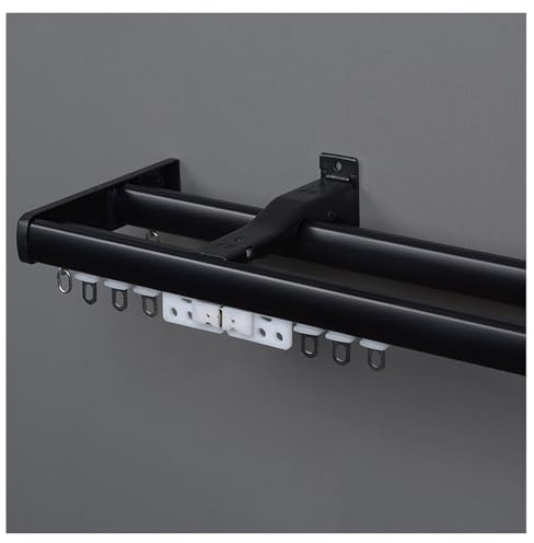 Gardinenschiene 2-läufig Vorhangschienen Schwerlast Und Beschläge Vorhangstange Wandmontage Raumteiler Schienensystem Sichtschutz Für Trennwand/Wohnzimmer ( Color : Black , Size : 200cm(4*100cm) )