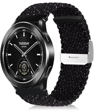 Niboow 22mm Correa Compatible con Xiaomi Watch S4 / S3 / S1 / S1 Pro / S1 Active, Hombres Mujeres Nylon Elástica Trenzada Correa Compatible con Xiaomi Watch2 Pro/Mi Watch - Negro-B