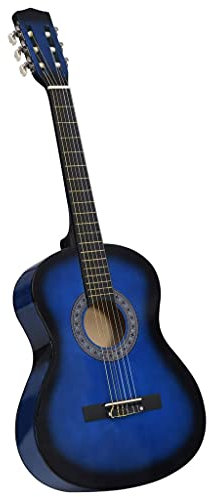 prissent Klassische Gitarre für Anfänger und Kinder und Amateure 3/4 36 Klassische Gitarre Kleine Gitarre für Kinder Gitarre Holz Kinder Gitarre Anfänger Blau 35x8x91,5 cm