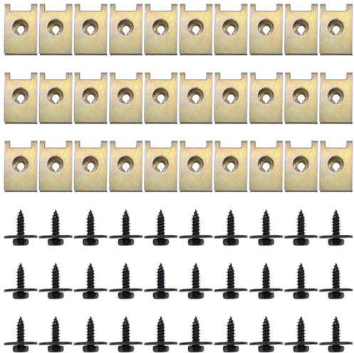 VIVIIHOO Dadi autofilettanti Set di 30 viti autofilettanti in acciaio inox nero con supporti a forma di U per auto