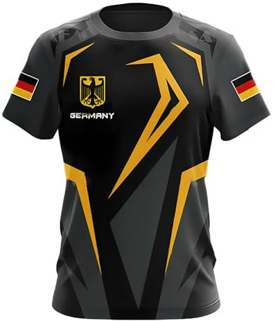 YuanDiann 2024 Europea Calcio Coppa Magliette Germania Tifosi Fare Il Tifo Sport Casual Uomo Donna Bandiera Nazionale Stampa Manica Corta Girocollo Traspirante Asciugatura Veloce T Shirt 21# XL