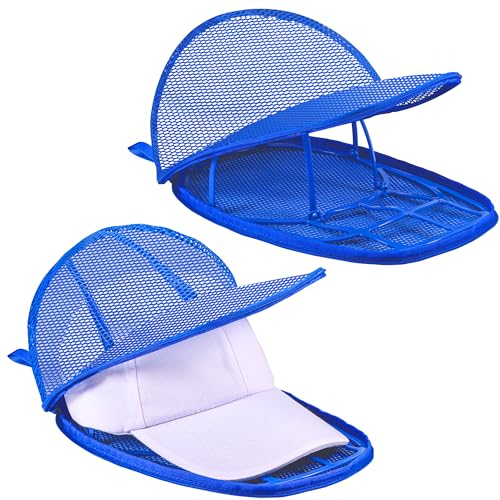 ZDDGNN Cap Wascher für Waschmaschine, Basecap Waschgestell, Klappbarer Hutablagen, Cap Halter für Geschirrspüler 2 Stück (Blau)