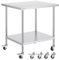 VEVOR Arbeitstisch aus Edelstahl, Küchentisch 762 x 914 x 954,6 mm, Zubereitungstisch, mit 4 Rädern, 3 einstellbaren Höhenstufen, Arbeitstisch zur Lebensmittelzubereitung für gewerbliche Restaurants