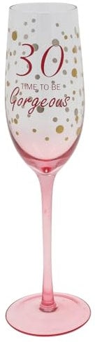 Shudehill Giftware Gold Speckle Birthday Special Age Colourful Flute Glass - 18th, 21st, 30th, 40th, 50th, 60th, 70th Birthday Gift (30)
