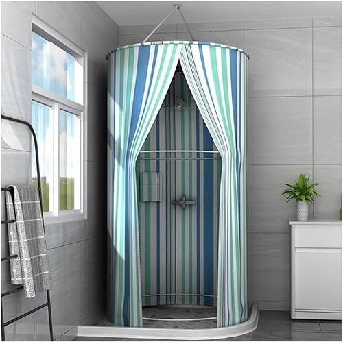 Suixtil Tenda da Doccia Rotonda Impermeabile for Bagno, Tenda da Doccia in Poliestere appesa, isolata, Doppia Cerniera, Tenda da Doccia in Tessuto Lavabile