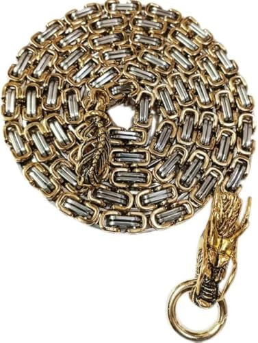 Decoración de Automóviles, Pulsera de Autodefensa de Acero Completo, Herramienta de Defensa de Collar de Supervivencia al Aire Libre de 108cm (Golden)