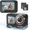 Hiicam Cámara Deportiva Speed 60 4K60FPS 48MP WiFi con Pantalla Táctil HDR de 2,35,5X Zoom, EIS 2.0,Control Remoto, Cámara Acuática Bare Machine Sumergible de 10M con 2x2150 mAh Baterías