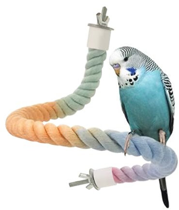 Bird Rope Perch, 13.8/31.5 Bendable Parrot Stand Perches Birds Colorful Rope Toy for Cockatiel Lovebird Budgie Parrot