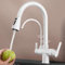 Grifo Osmosis 3 Vias Extraible Blanco Grifo para Fregadero Giratorio 360° Latón Grifo Cocina 3 Vias Osmosis-Blanco