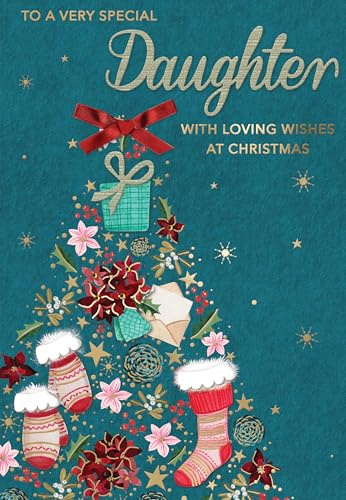 Magnifique Embellished Loving Wishes Daughter Large Christmas Greeting Card XMQ030