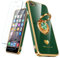 Nonional Compatible for iPhone 6 / 6s Case with 2 Pack Screen Protector, 360° Rotatable Ring Holder [Luxury Hearts Pattern] Plating Gold Edge Slim Soft Phone Case for iPhone 6 / 6s - Green