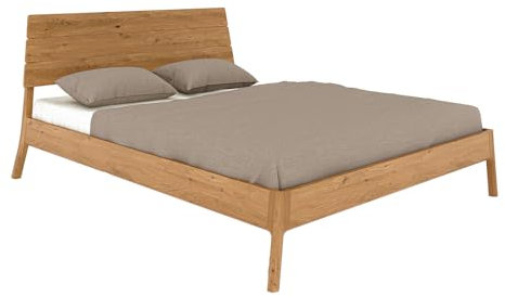 Lomadox Einzelbett 100x210cm mit Holzkopfteil, Wildeiche massiv geölt, THORNBURY-165