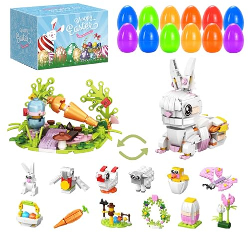 Toclsixz 360PCS Oster Bausteine Set,12 in 2 Bauspielzeug für Hasen und Karotten mit 12 Osterei, Ideales Ostergeschenk für Creator und Kinder ab 6 Jahren