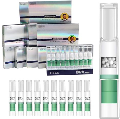 Filtri per sigarette (100 pcs） Nanobeads trasparenti a tre strati a filtrazione multipla riducono le macchie di catrame e fumo per sigarette di dimensioni standard Ø8mm, sigarette slimline Ø6mm e Ø5mm