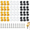 48 PCS Car Number Plate Screws and Caps Fixing Kit,12 Pieces 304 Stainless Screws, 36 Pieces Number Plate Caps in Yellow, White and Black (12 per Colour)