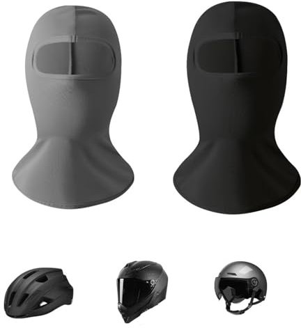 ZodiacZen Sturmhaube Motorrad Kinder Sommer 2 Stück Winddichtes Gesichtsmaske Balaclava für Jungen Mädchen Cool Fahrradmütze unter Helm, Schwarz und Grau