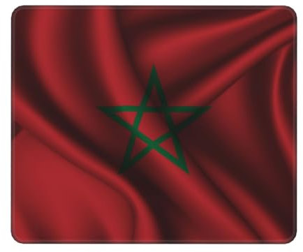 Tapis De Souris Drapeau Marocain en Soie Mousepad Vitesse Et La Précision Améliorées Souris Tapis Portable Accessoire Bureau pour Ordinateur Clavier Gaming 25X30Cm