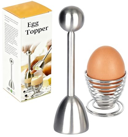 ORAGKE Casse Oeuf Toqueur à Œuf et Coquetier à Spirale Ressort en Acier Inoxydable, Ouvre Oeuf à la Coque aux Œufs Durs et Crus, Coupe-œufs Premium Set pour Gourmets, Lavable au Lave Vaisselle