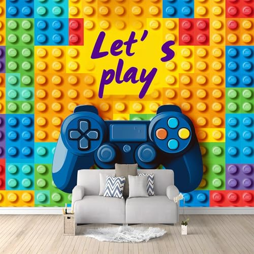 WHUOEUCO 3D Foto Tapete Farbige Bausteine ​​Spielkonsole 350x256 cm Motivtapeten Wandbild Vlies Fototapete Poster Wandtapete, für Schlafzimmer Wohnzimmer TV-Hintergrund Wanddeko
