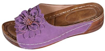 Pantofole da donna con zeppa, con zeppa, tacco medio, sandali con zeppa per ragazze, vacanze, eventi estivi, occasioni classiche, scarpe da passeggio all'aperto, Viola, 37 EU