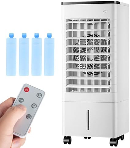 WAMJ AQDY Raffrescatore Ad Acqua, 3 in 1 Condizionatore Portatile Senza Tubo, con Serbatoio d'Acqua da 9 L, Oscillazione a 90°, 3 velocità, Timer da 15 Ore, per Interni