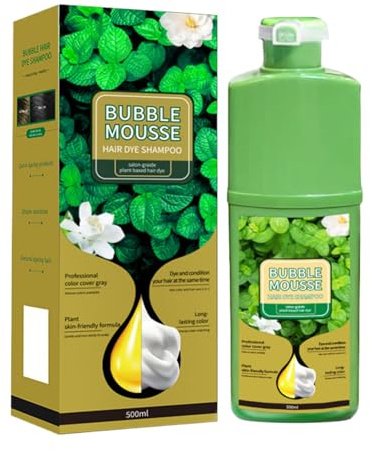 Foam Hair Dye - 500ml Bubble Mousse Shampoo, Natural Hair Mousse Healthy Plant Hairs Color, Long-lasting Plant-Based Foam HairBye For Men & Women Home Salon Daily Bathroom Travel