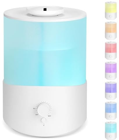 AiQInu Luftbefeuchter Schlafzimmer, 2.5L Luftbefeuchter Pflanzen, Humidifier mit Aroma Diffuser für ätherische Öle, Ultraschall Vernebler mit Kühlnebel, Nachtlicht, BPA Frei für Schlafzimmer, Nursery