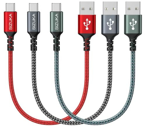 SIZUKA USB C Kabel 3Stück 0.3M 3.1A Ladekabel USB C Schnellladekabel Typ C