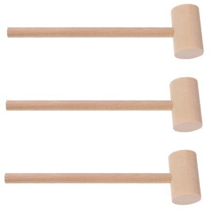Garneck 3pcs Wooden Seafood Mallets Compact Crab Crackers Smooth Polished Surface Multifunctional Kitchen Hammers for Home Cooks and Professional Chefs