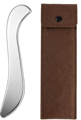 Lethra Stainless Steel Gua Sha Muscle Scraper Tool, IASTM Scraping Massage Tool for Myofascial Release and Soft Tissue Mobilization, Physical Therapy Scraper with Felt Storage Bag for Back Legs Arms