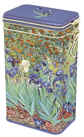 Fridolin 19409 - Vorratsdose/Kaffeedose aus Metall mit Bügelverschluss, Volumen ca. 1,4 Liter - Vincent van Gogh: Schwertlilien
