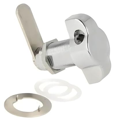 Gedotec Cerradura de taquilla de metal - cromo pulido DIN derecha – Ø 19 x 25 mm – Cerradura de pestillo giratorio para candado Ø 5 – 7 mm – Cerradura de puerta de taquilla para armarios de metal