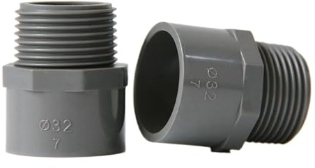 Connecteur fileté en PVC 1/2 ~ 4, 1 pièce, raccords de tuyauterie d'eau en PVC 20/25/32/40/50/63/75/90/110mm(Gray,63mm x 2 inch)