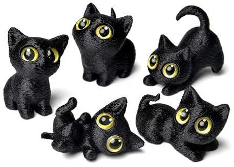 SiumPklay Mini Black Cat Sculpture Set of 5, Adorable Cat Ornaments for Home & Office Desk Decor. These charming black cat gifts serve as perfect cat ornaments and thoughtful cat gifts for women, men