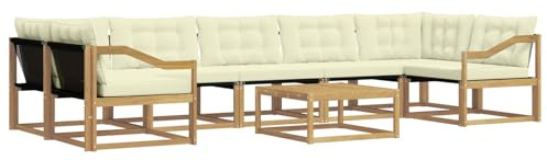 vidaXL Outdoor-Sofagarnitur 8 pcs Weiß und Creme 79 x 79 x 37 cm, Moderne Garten-Sofaset, wetterfeste Möbel, schicke Kollektion, bequemes Loungesofa für die Terrasse