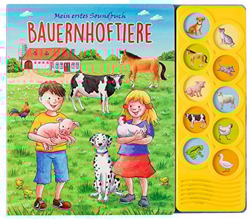 Bauernhoftiere - Interaktives Pappbilderbuch mit 10 lustigen Geräuschen für Kinder ab 3 Jahren
