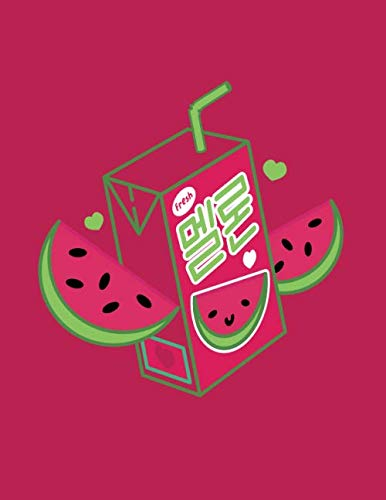 Notebook: Cute Melon Juice Notebook Journal Diary | Kawaii Aesthetic Vaporwave | Japan Japanese South Korea Korean | A4 8x11” | 120 Lined Pages
